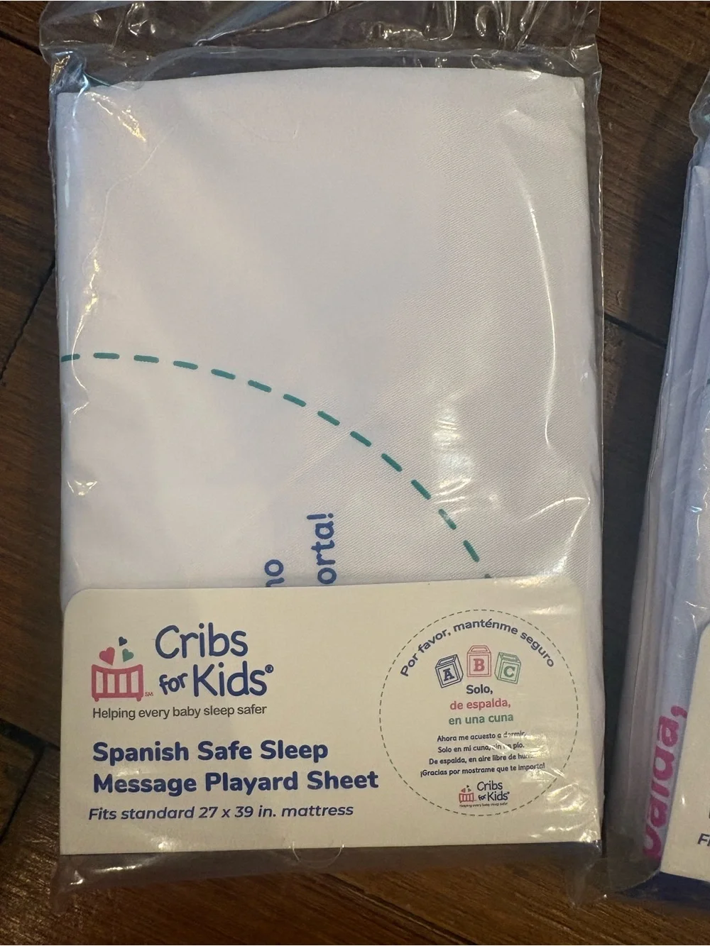 Cribs for Kids Spanish Safe Sleep Message Playard Sheet - set of 2